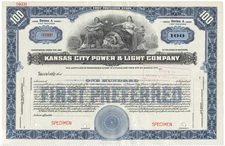 Kansas City Power & Light Company. Stock Certificate.