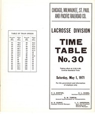 MILWAUKEE ROAD - LACROSSE DIVISION - #30 - 5/1/1971