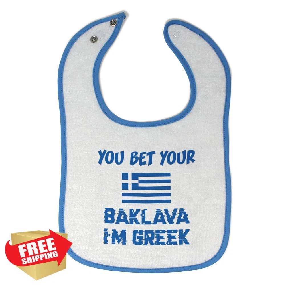 Cute Rascals Greek Funny Baby Bibs Burp Cloths White Blue