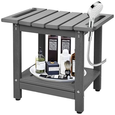 Shower Bench, HDPE Waterproof Shower Chair for Inside Shower with Storage Grey