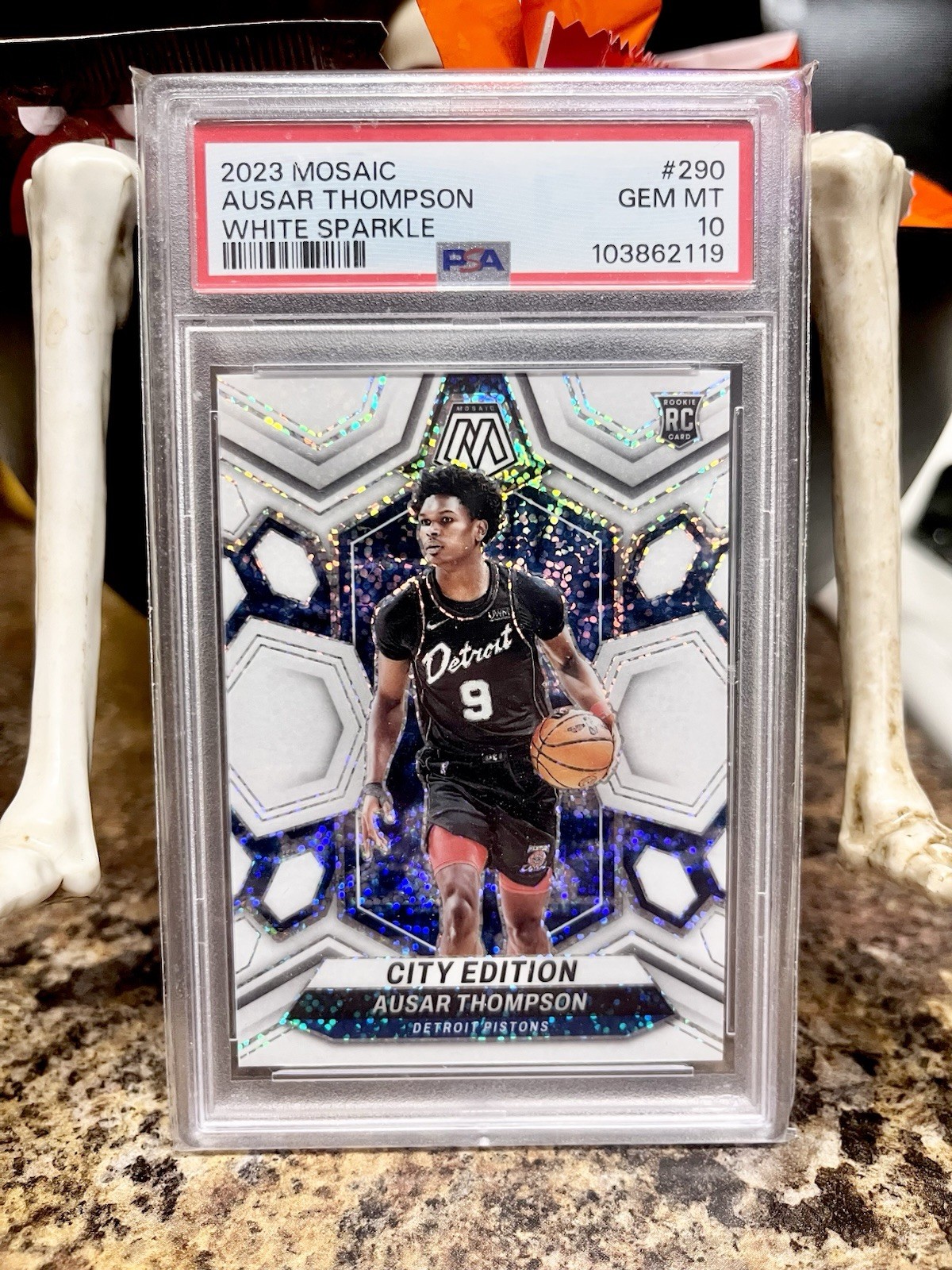 🤍 POP 1 Ausar Thompson 2023-24 Mosaic White Sparkle PSA 10 #290 Rookie RC 1/1