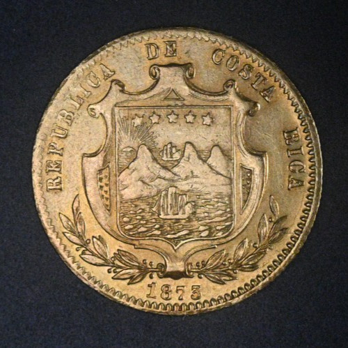 Costa Rica Gold 5 Pesos 1873-GW Nice