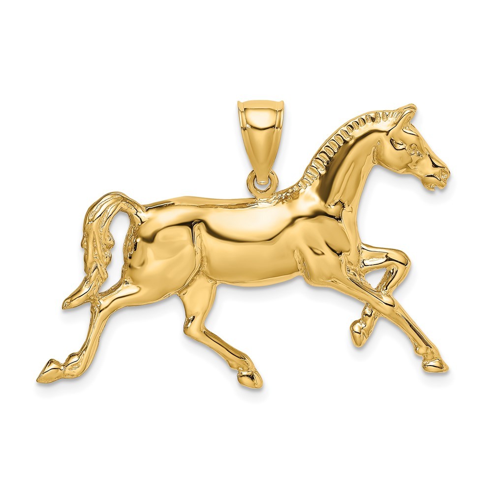 10k Yellow Gold 2-D Polished Horse Charm Pendant L-1.34 Inch, W-1.71 Inch 4.81gm