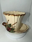 VTG McCoy Art Pottery Fancy Lotus Leaf Flower Planter Cream Size 4 3/4” T; 4.5 D