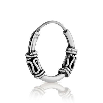 NKlaus pair of Bali Creoles 15mm in 925 Sterling Silver Medieval Gothic