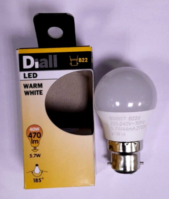 1x 5,7W (=40W) Diall LED Ultra Low Energy Golf Glühbirne BC B22 Lampe