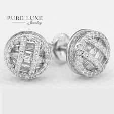 Men's Sterling Silver 925,Brilliant Cut CZ Natural 9mm Earring Unisex*Box