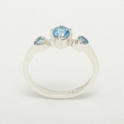 925 Sterling Silver Natural Blue Topaz Womens Trilogy Ring - Sizes 4 to ...