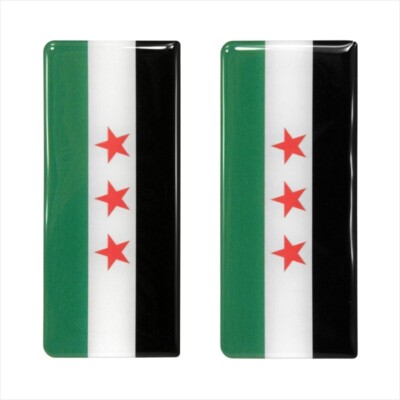 2x 98x42mm Syrien Syrisch 3 Sterne Flagge Nummernschild Gel gewölbt Aufkleber Abzeichen