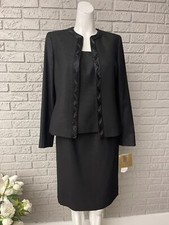 Kasper Black Beaded 3 Piece Skirt Suit Set Size 4 NWT