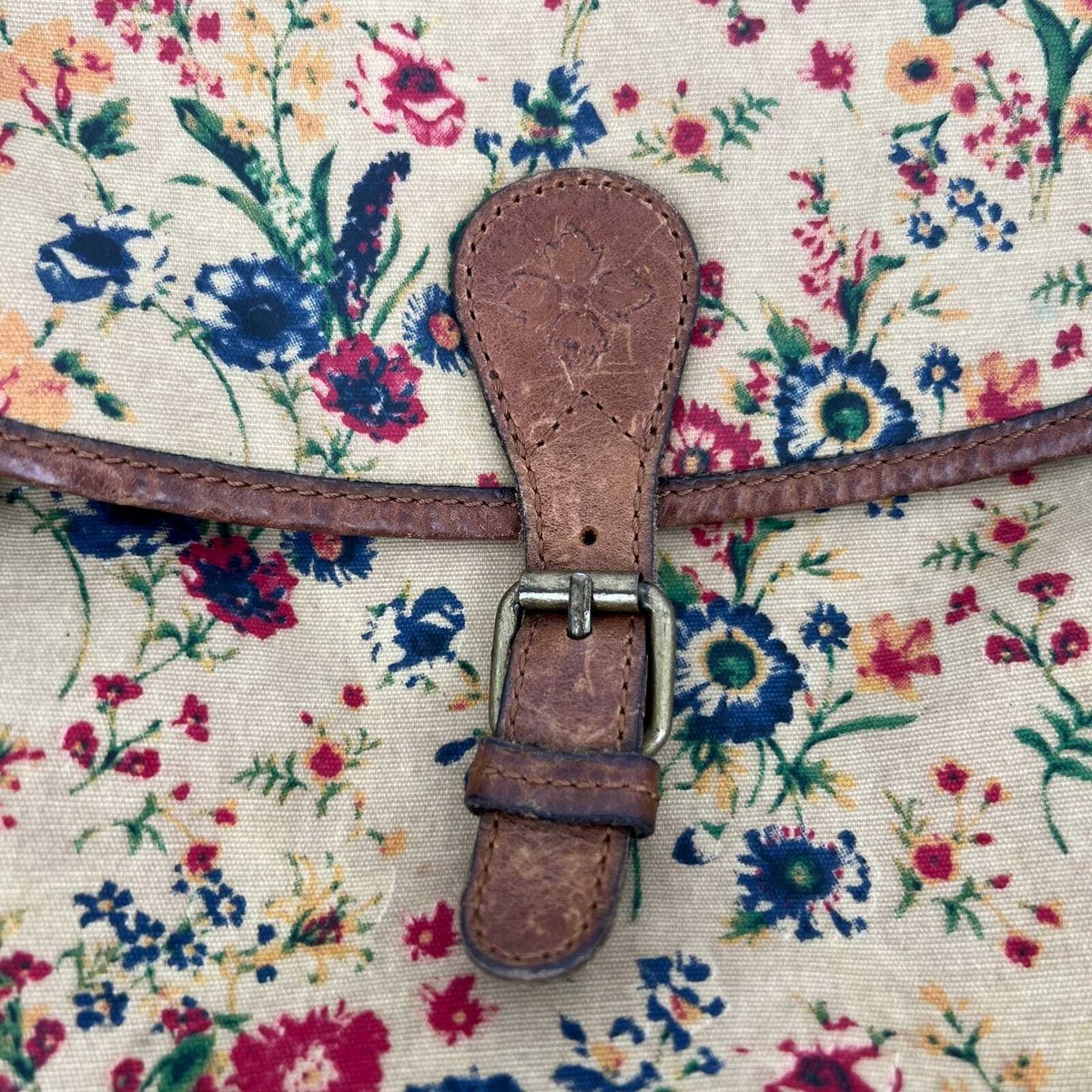Patricia Nash Tan Floral Canvas & Leather Backpack | Gold  display picture 1