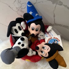 The Disney Store 70th Anniversary Mickey Mouse Mini Bean Bag Set - Beanie NEW