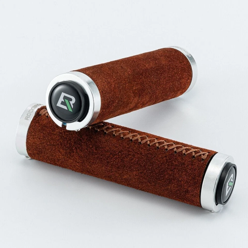 ROCKBROS Bicycle Grips Handlebar Leather Suede Shockproof Bilateral Lock Grips - Image 2 of 4