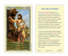 Laminated St. John the Baptist Holy Prayer Card Catholic