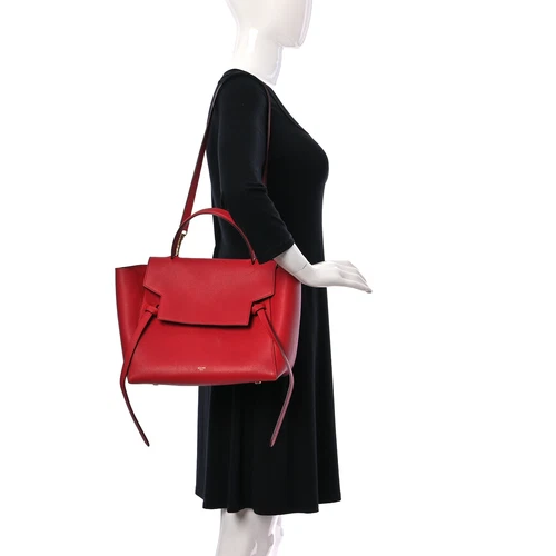 Pre-Loved  Excellent Celine Grained Calfskin Belt Bag Coquelicot Shoulder Bag  - Picture 2 of 10
