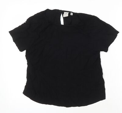 ICHI Damen schwarz Polyestermischung Tunika Bluse Größe 8 Rundhalsausschnitt