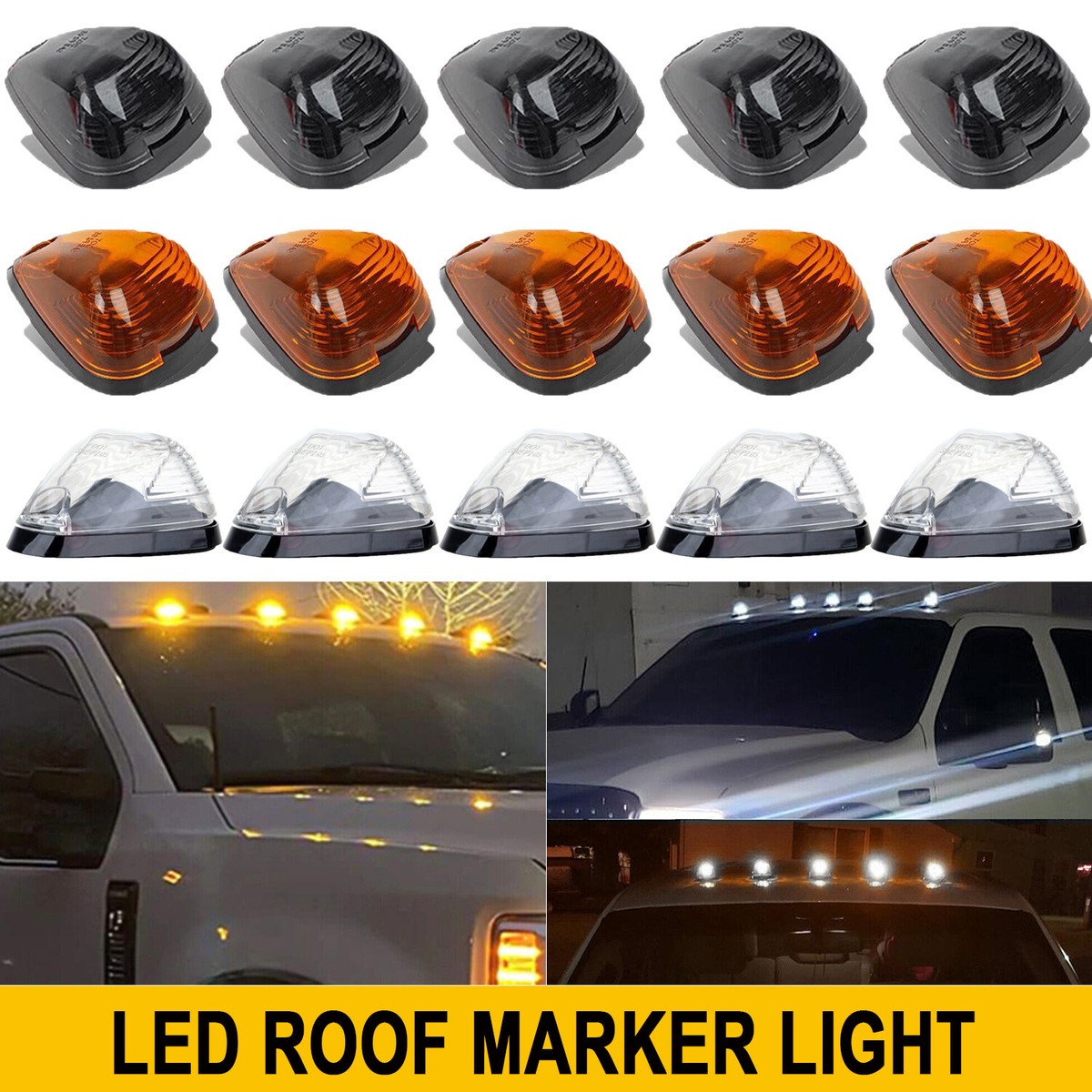 Markers Smoke Clear Roof Smoke Lens LED Cab Marker Top Clearance