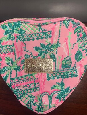 Lilly Pulitzer Heart Shaped Cosmetic/Jewelry/Electronics Cord Case Pink