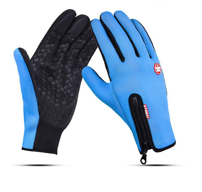 AOO NSW Waterproof Warm Winter Touchscreen Zipper Gloves Fast Shipping Blue