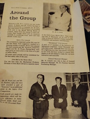 Sk126 Ephemera 1960s Picture Metalastik John Bull Dr H L Lentin H Ward E Nockles