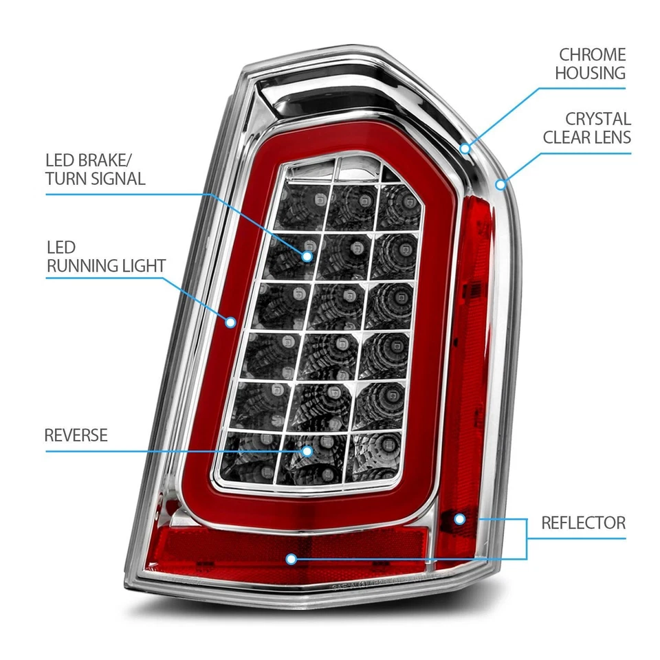 Par de luces traseras LED rojas completas nuevas para Chrysler 300 2011-2014 Foto 3 de 4
