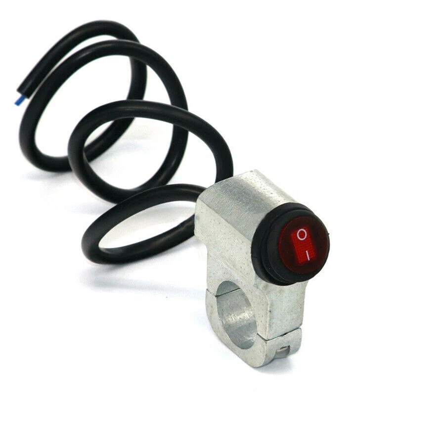 Interruptor de faros de aleación de aluminio para motocicleta de 7/8" 22 mm con luz LED roja Foto 2 de 4