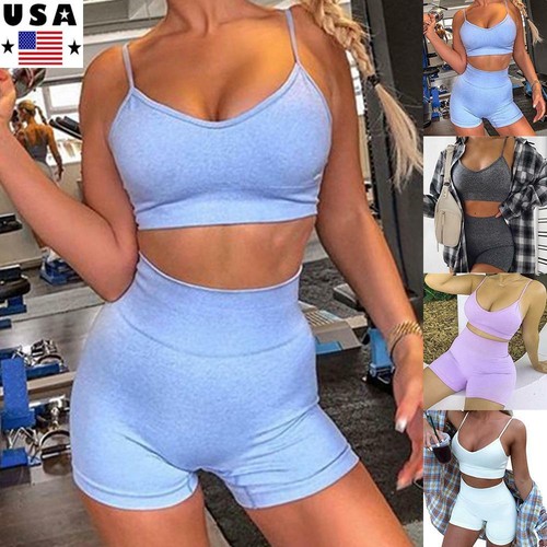 Women Cami Crop Top Bra + Shorts Pants 