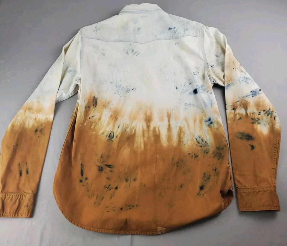 Camisa PRPS Para Hombres Grande Denim Corte Occidental Pera Snap Envejecida Manga Larga Foto 3 de 4