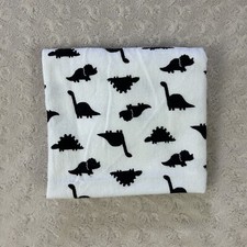 Gerber Organic Black White Dinosaurs Baby Receiving Blanket Flannel Cotton Dino