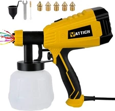 YATTICH Paint Sprayer, High Power HVLP Spray Gun, with 5 Copper Nozzles & 3 Patt