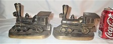 ANTIQUE FRANKART RAILROAD TRAIN STEAM ENGINE ART DECO STATUE SCULPTURE BOOKENDS