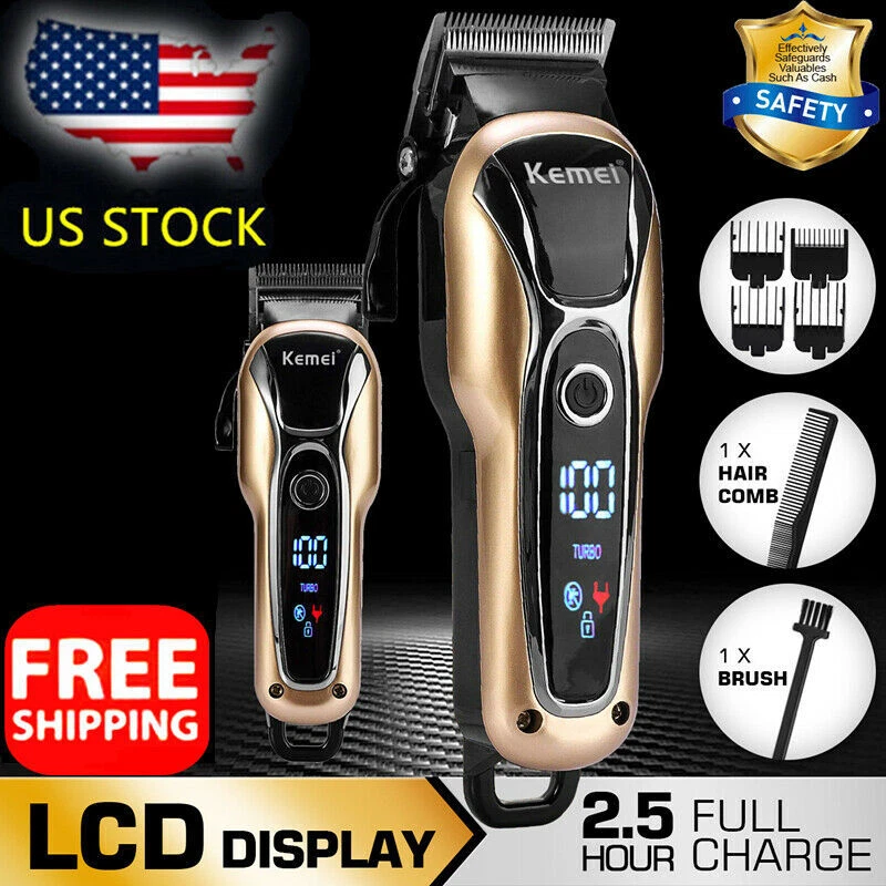 Kemei Professional Hair Clippers Trimmer Kit Men Cutting Machine Barber Salon US