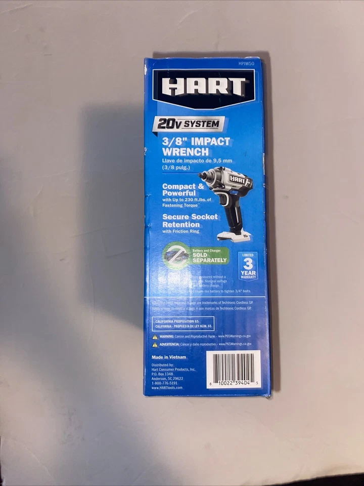 HART HPIW50 20V System 3/8 inch Impact Wrench LED Light 2.6 Lbs BRAND NEW In Box - Image 3 of 4