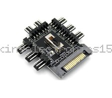 NEW 1 to 8 Fan Hub Pwm Sata Molex Splitter PC Cooling Speed Controller Adapter