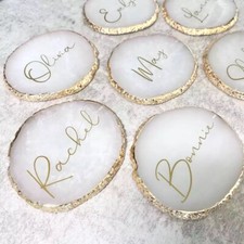 Personalised Resin Style Agate Coaster Wedding Favour Jewellery Tray Present Her