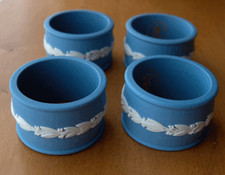 Wedgwood England light blue jasper ware napkin ring set~Wedgwood Society item-NR