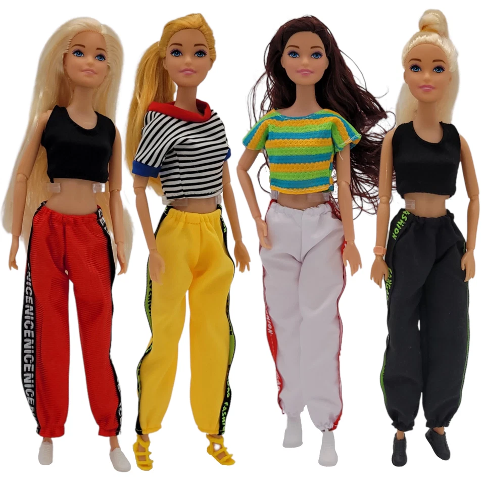 Kleidung für Barbie Puppe 4 Sets Sportmode Hose Kleider Outfit Konvolut Mode
