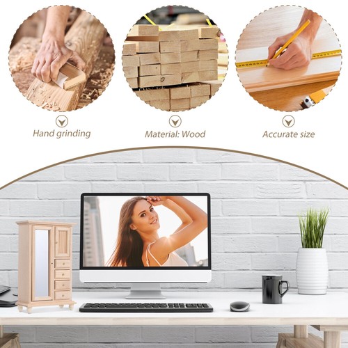 Pretend Spielen Kleiderschrank Miniatur Holz Schrank Micro Landschaft Figuren - Bild 12 von 12