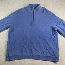 Bugatchi 1/4 Zip Pullover Sweater Mens Size 2XL Blue Lightweight Stretch
