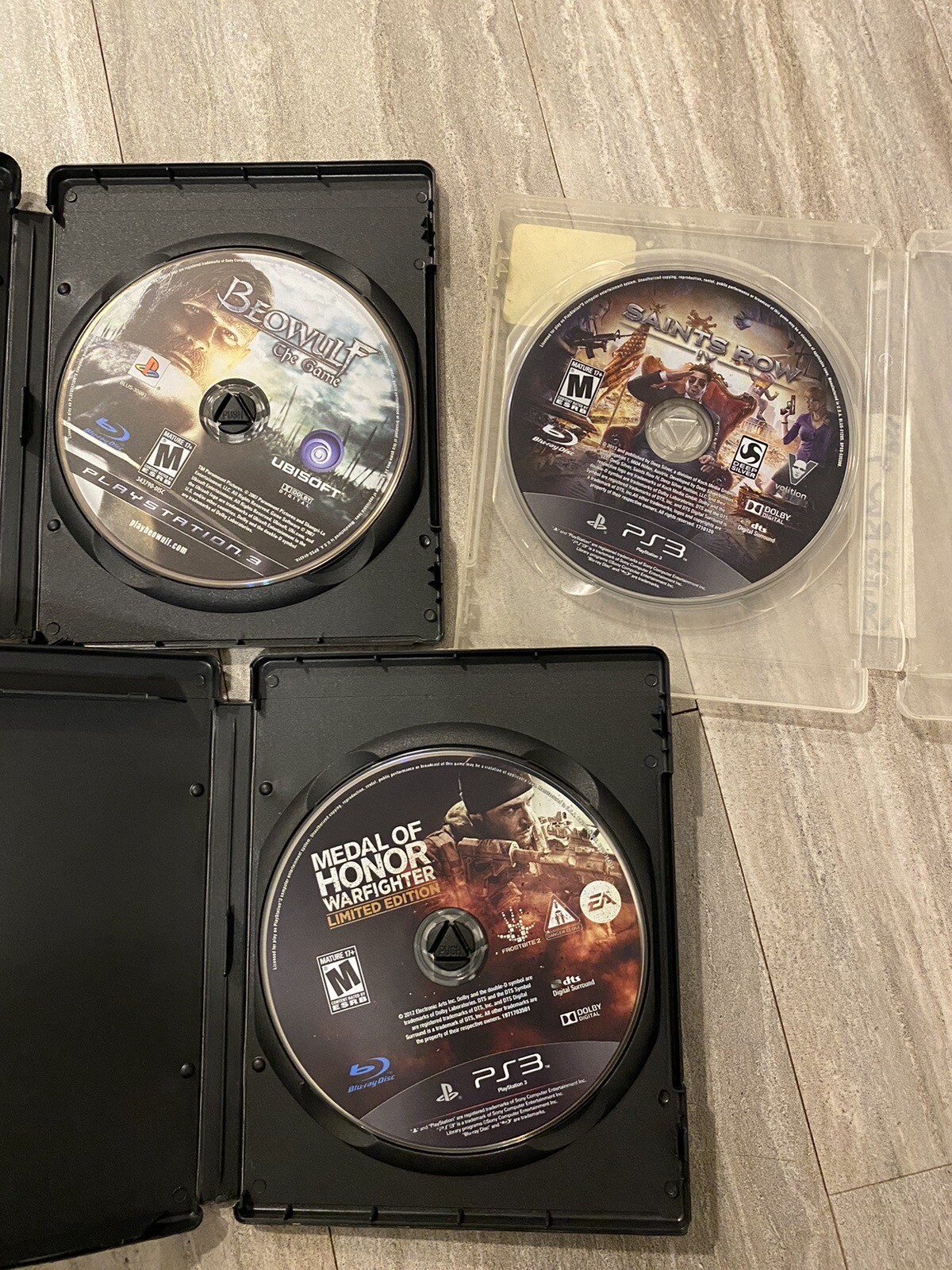 Lot Set 3 PS3 Games Beowulf: The Game &amp; Saints Row IV &amp; Medal Honor ...