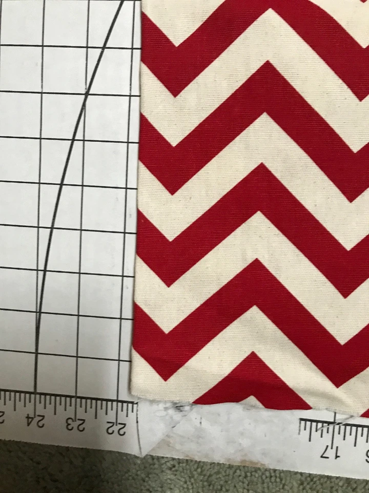 Light Drapery Decor Fabric Red Chevron Stripes White Light Cream? 44”x 2 Yards - Image 2 of 4