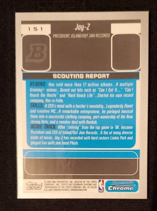 2005-06 Bowman Chrome JAY Z rookie Card Rare | eBay 2005-06 Bowman Chrome JAY Z rookie Card Rare | eBay