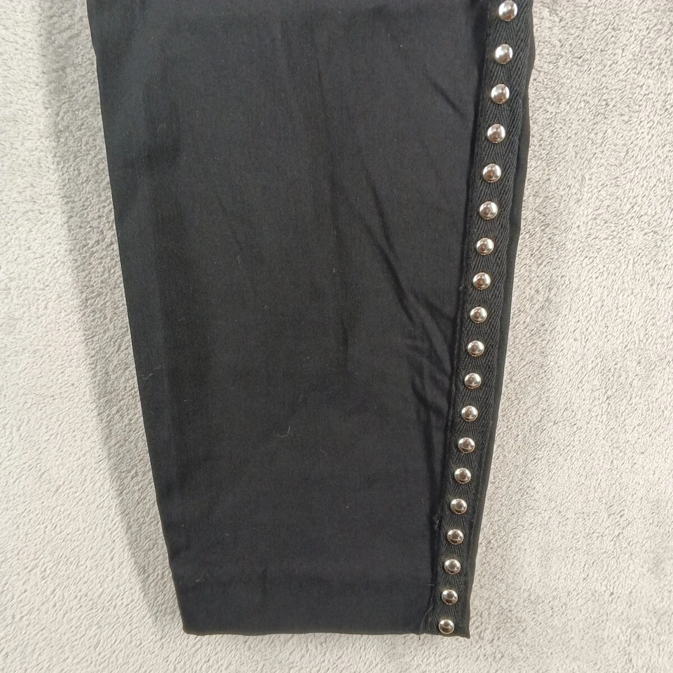 NUEVO CON ETIQUETAS $79 INC Pantalones Control Abdomen Talla 16 Petite Plateados Tachuelas Remaches Ajustados Negros Foto 4 de 4