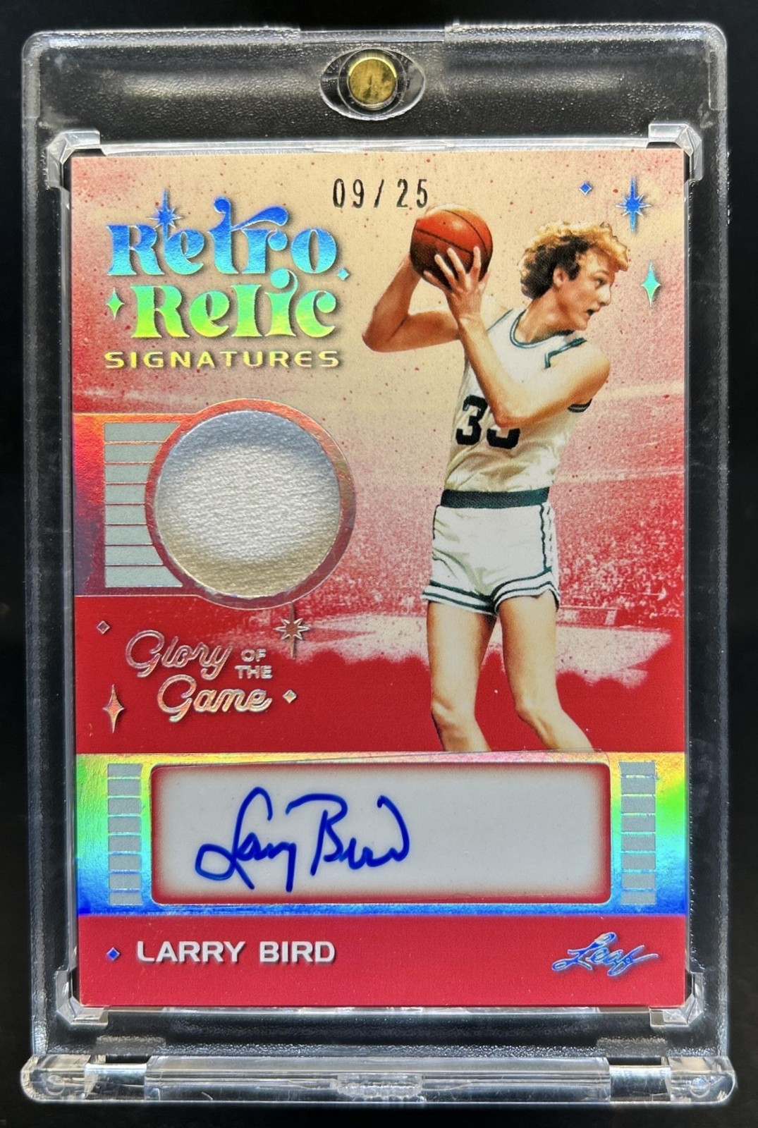 2025 Leaf Glory of the Game Larry Bird Retro Signatures Jersey Silver Auto #/25 view 1