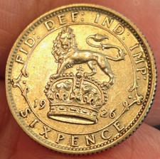 1926 GB George V Silver 6d.  Popular as Lucky Wedding Sixpence.  High Grade
