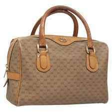 GUCCI Micro GG Supreme Hand Bag PVC Leather Brown Gold 002 101 4422 Auth BA2652