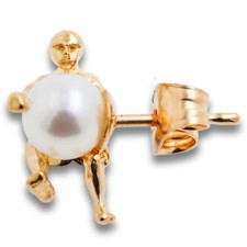 Single Ohrstecker 750 Gold 18 Karat Zuchtperle Björn Jägerstia Damen Wert 920,-