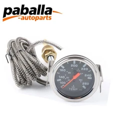 2'' 52mm Chrome Pointer Water Temp Temperature Gauge Mechanical Black Face ℃ / ℉