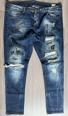 DSQUARED2 Blue Paint Graffiti Splattered Graffiti Jeans size 40 made in Italy