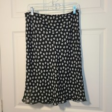 Vintage 90s Heart Soul Black and White Daisy Midi Skirt Size L